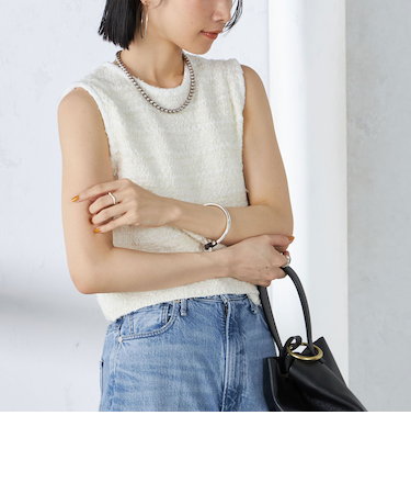 〈手洗い可能〉バック ジップ ツイード ベスト