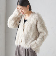 〈手洗い可能〉シャギー ファー カーディガン