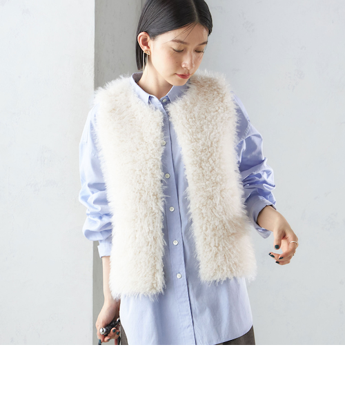 リバーシブル フェイクファー ボンディング ジレ｜シップス