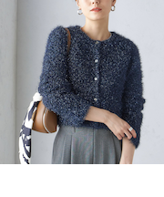 〈手洗い可能〉ラメ ニット 配色 カーディガン