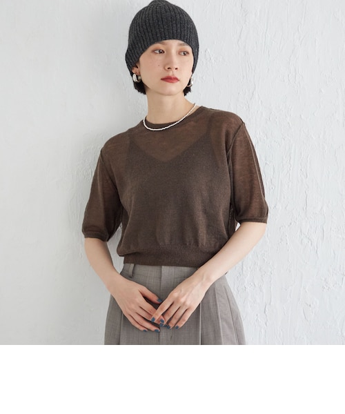 【BLACK】<ASTRAET>16G リンクル ショートスリーブニット ASTRAET＞16G リンクル ショートスリーブニット