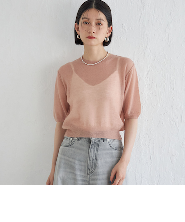 Wai+:〈手洗い可能〉モヘヤブレンド 半袖 プルオーバー