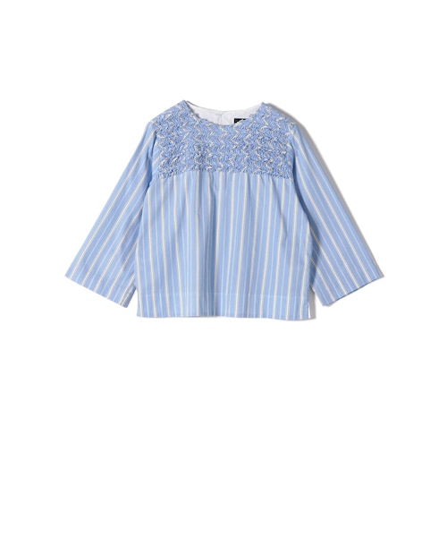 SHIPS Primary Navy Label:〈手洗い可能〉レース ピンタック ブラウス