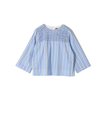 SHIPS Primary Navy Label:SOMELOS ストライプ フリル ブラウス