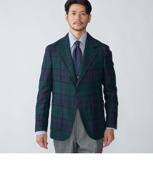 【 SHIPS別注】Errico Formicola: ウール ブラックウォッチ ジャケット