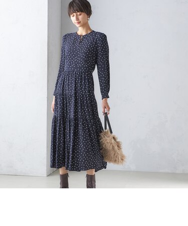 ボタニカル・ドット プリント ワンピース