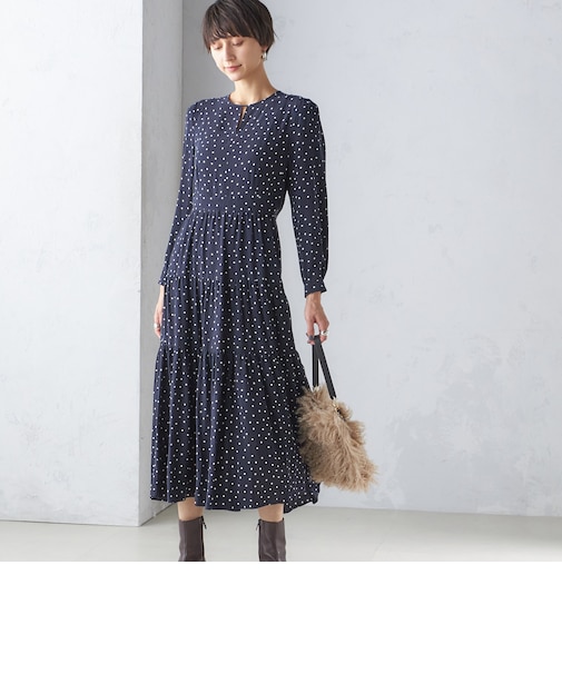 ボタニカル・ドット プリント ワンピース