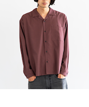 City Ambient Products: オープンカラー 楊柳 ソリッド ロングスリーブ シャツ