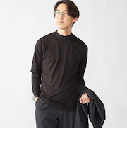 【WEB限定】SHIPS: ポンチ モックネック ロングスリーブ Tシャツ