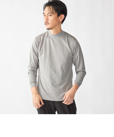 【WEB限定】SHIPS: ポンチ モックネック ロングスリーブ Tシャツ