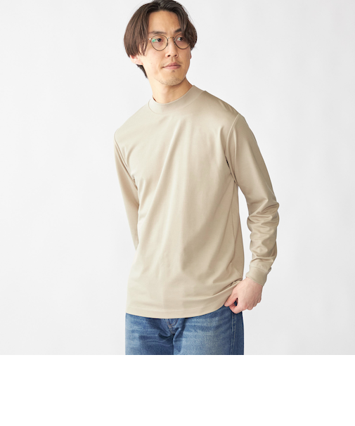【WEB限定】SHIPS: ポンチ モックネック ロングスリーブ Tシャツ