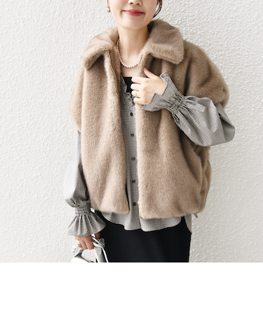 【WEB限定】グラデーション ファー ジップ ベスト