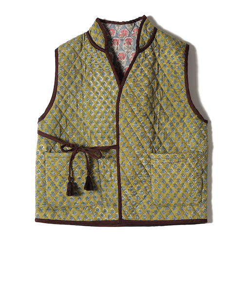 Soi-e:〈手洗い可能〉プリント キルティング リバース ベスト