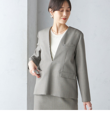 ウール混 チェック プルオーバー ジャケット(セットアップ対応)