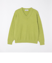 City Ambient Products:〈手洗い可能〉ループヤーン ワイドリブ Vネック ニット