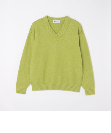 City Ambient Products:〈手洗い可能〉ループヤーン ワイドリブ Vネック ニット