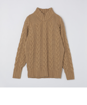 【SHIPS別注】GRAY: ケーブル編み タートルネック ニット