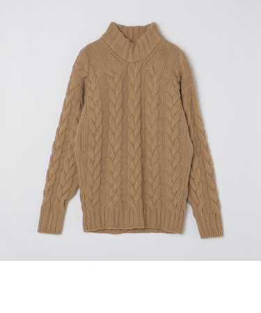 【SHIPS別注】GRAY: ケーブル編み タートルネック ニット