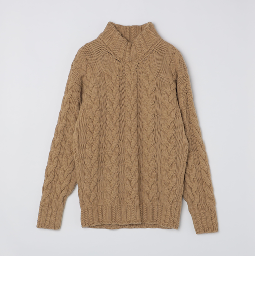 【SHIPS別注】GRAY: ケーブル編み タートルネック ニット