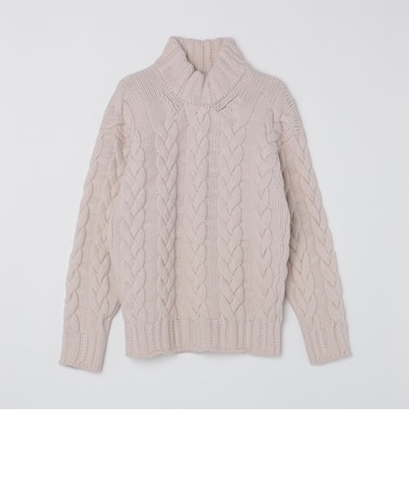 【SHIPS別注】GRAY: ケーブル編み タートルネック ニット