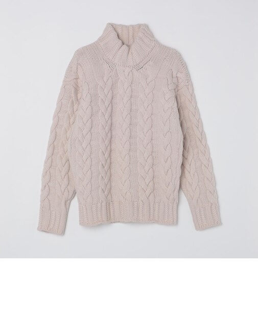 【SHIPS別注】GRAY: ケーブル編み タートルネック ニット