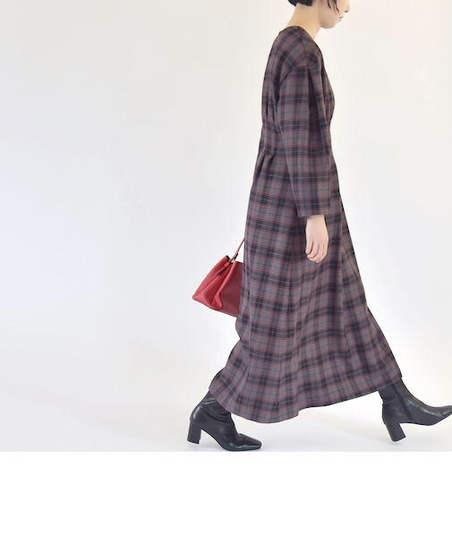 quaranciel:〈手洗い可能〉チェック シェイプ ワンピース