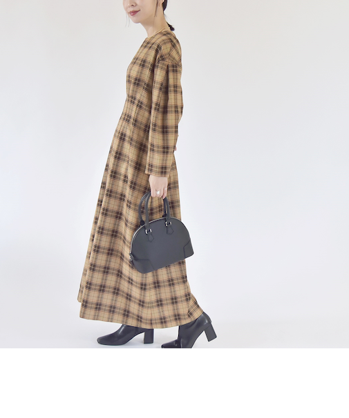 quaranciel:〈手洗い可能〉チェック シェイプ ワンピース