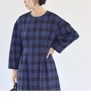 quaranciel:〈手洗い可能〉チェック シェイプ ワンピース