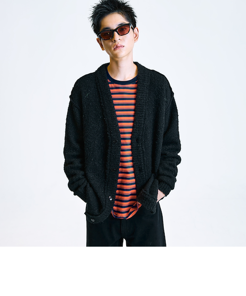 City Ambient Products:〈手洗い可能〉ループヤーン ワイドリブ カーディガン