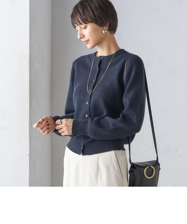 カシミヤ クルーネック カーディガン