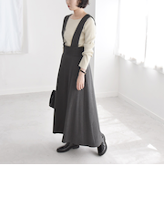 quaranciel:〈洗濯機可能〉サスペンダー ハイウエスト スカート