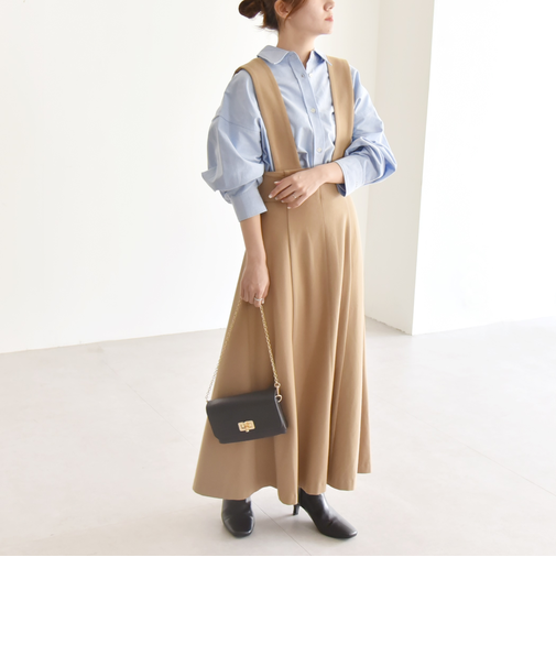 quaranciel:〈洗濯機可能〉サスペンダー ハイウエスト スカート