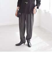 quaranciel:〈洗濯機可能〉ダブル タック ワイドベルト パンツ