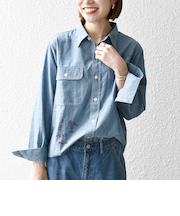 【SHIPS any別注】PAYDAY:〈洗濯機可能〉メモリアル ステッチ シャンブレー シャツ