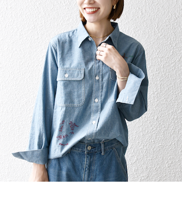 【SHIPS any別注】PAYDAY:〈洗濯機可能〉メモリアル ステッチ シャンブレー シャツ