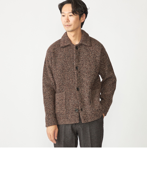 SHIPS: ミックス ヤーン ポロ ニット カーディガン カバーオール