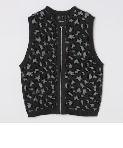 TOWNCRAFT:〈手洗い可能〉ヴィンテージ パターン 総柄 シャギー ニット ベスト