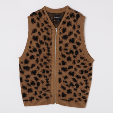 TOWNCRAFT:〈手洗い可能〉ヴィンテージ パターン 総柄 シャギー ニット ベスト