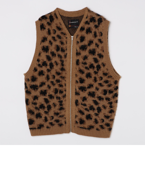 TOWNCRAFT:〈手洗い可能〉ヴィンテージ パターン 総柄 シャギー ニット ベスト