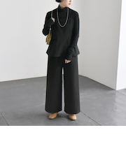 quaranciel:〈洗濯機可能〉ペプラム キャミソール & ワイドパンツ セットアップ