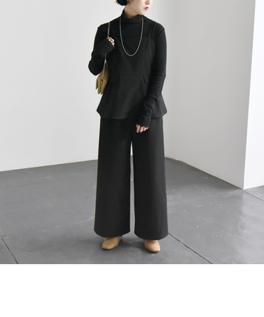 quaranciel:〈洗濯機可能〉ペプラム キャミソール & ワイドパンツ セットアップ