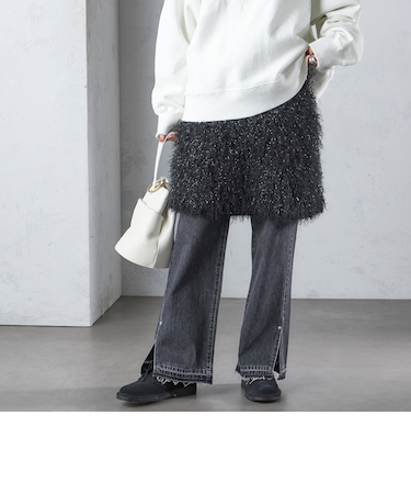 〈手洗い可能〉ラメ フリンジ ミニ スカート