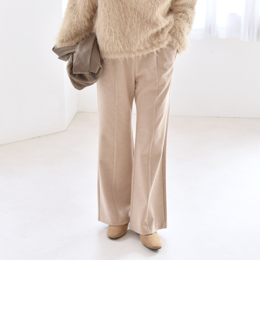 quaranciel:〈手洗い可能〉ウォーム ジャージー セミフレア イージー パンツ