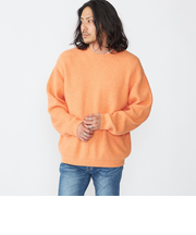 SHIPS:〈手洗い可能〉7ゲージ ブラッシュド コットン クルーネック プルオーバー ニット