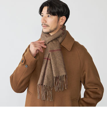 PIACENZA: シルク/ウール グレンチェック マフラー