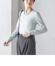 〈洗濯機可能〉シャイニー ストレッチ クルーネック カットソー