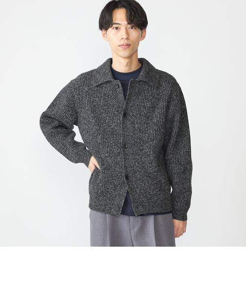 SHIPS: SOLOTEX(R) 畔編み ポロ ニット カーディガン