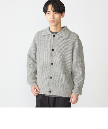 SHIPS: SOLOTEX(R) 畔編み ポロ ニット カーディガン