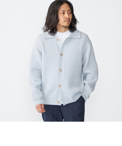 SHIPS: SOLOTEX(R) 畔編み ポロ ニット カーディガン