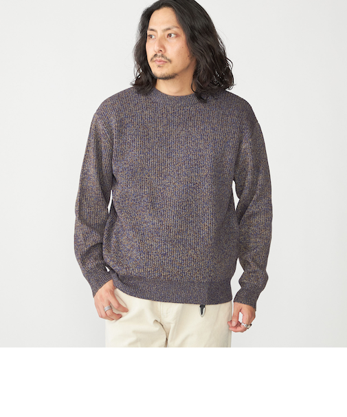 SHIPS:〈手洗い可能〉メランジ 畦編み クルーネック ニット